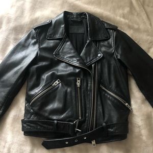 All Saints Balfern Leather Biker Jacket black Sz 6